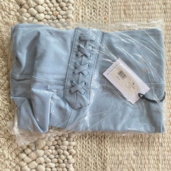 WeWoreWhat Lace Up Biker Short Solid Dusty Blue Size Small NWT - Picture 6 of 7
